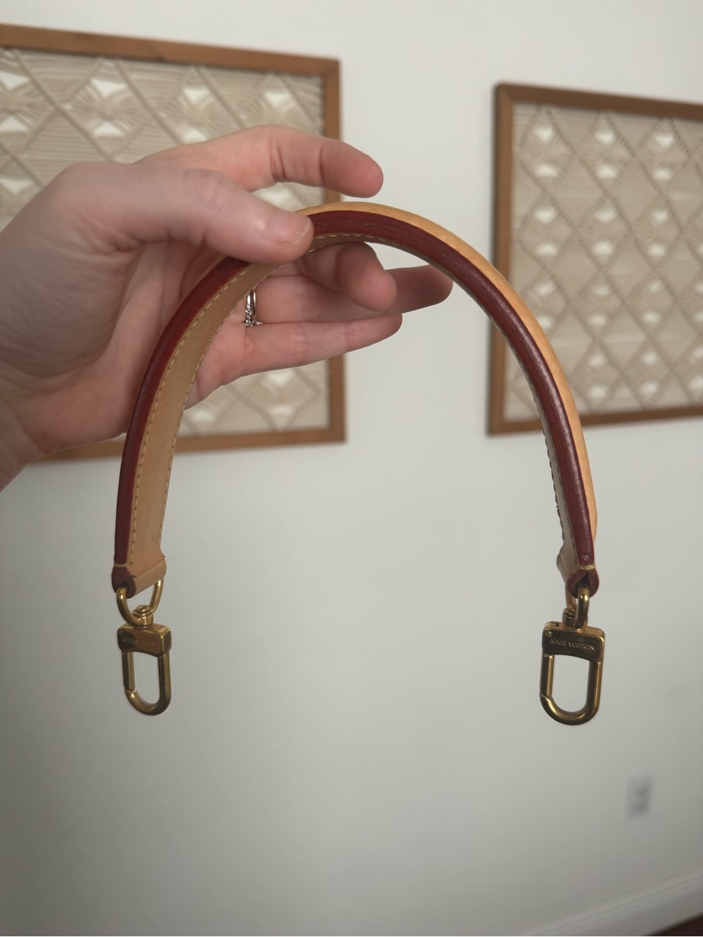 Louis Vuitton Leather Bag Handle Strap in Red and Tan
